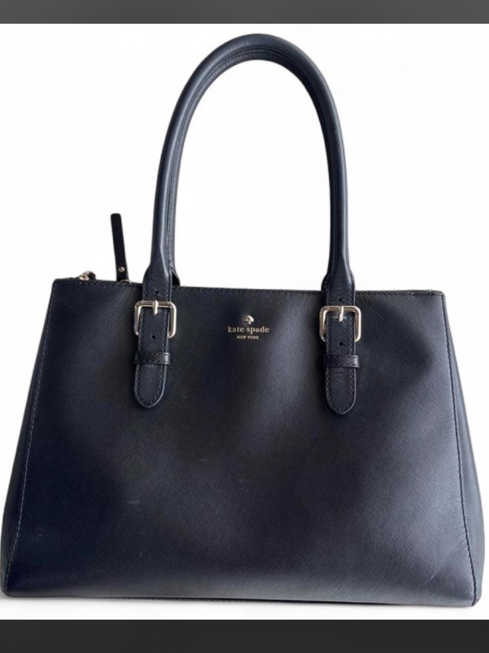 kate spade Navy Leather Satchel with Gold Hardware